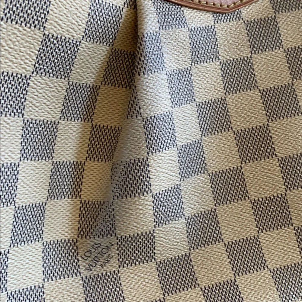 AUTHENTIC Louis Vuitton Damier Azur Siracusa PM Crossbody Bag in White and Tan